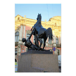 Skuldar bron i Anichkov i Sankt Petersburg Fototryck