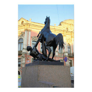 Skuldar bron i Anichkov i Sankt Petersburg Fototryck