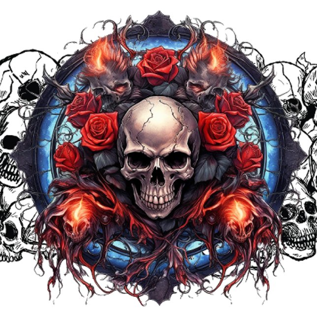 Skuldaveri! Pirat Tattoo stil gothic döskallars Kaffemugg (Flaming pirate skulls and roses design)