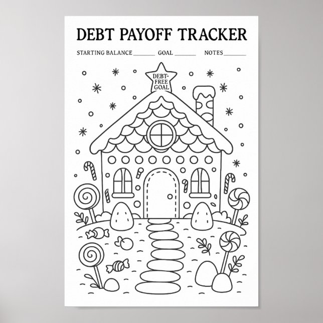Skuldbetalning Gingerbread House Tracker Poster (Framsidan)