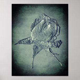 Skuldeffektsblomma i Rosenknoppen Silver Poster