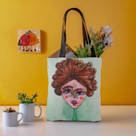Skulder Tote Bag (Whimsical Woman - 01) Tygkasse