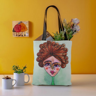 Skulder Tote Bag (Whimsical Woman - 01) Tygkasse