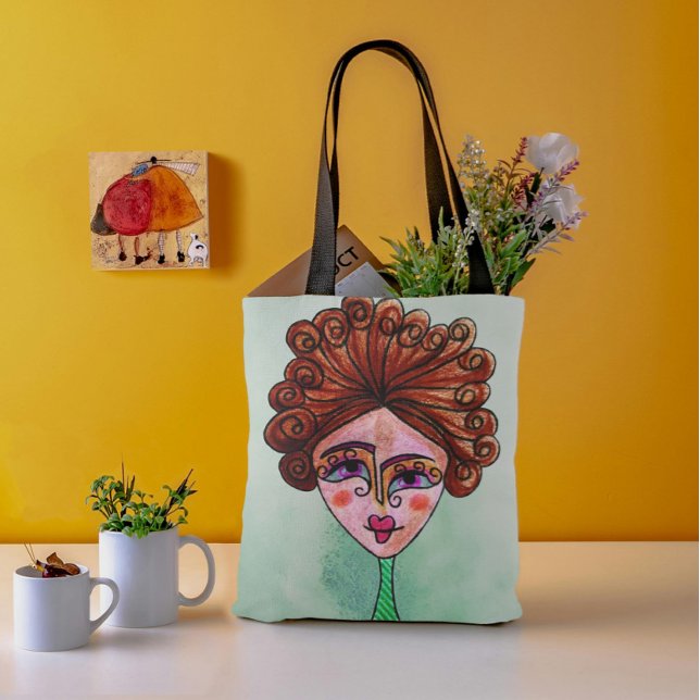 Skulder Tote Bag (Whimsical Woman - 01) Tygkasse (Skapare uppladdad)