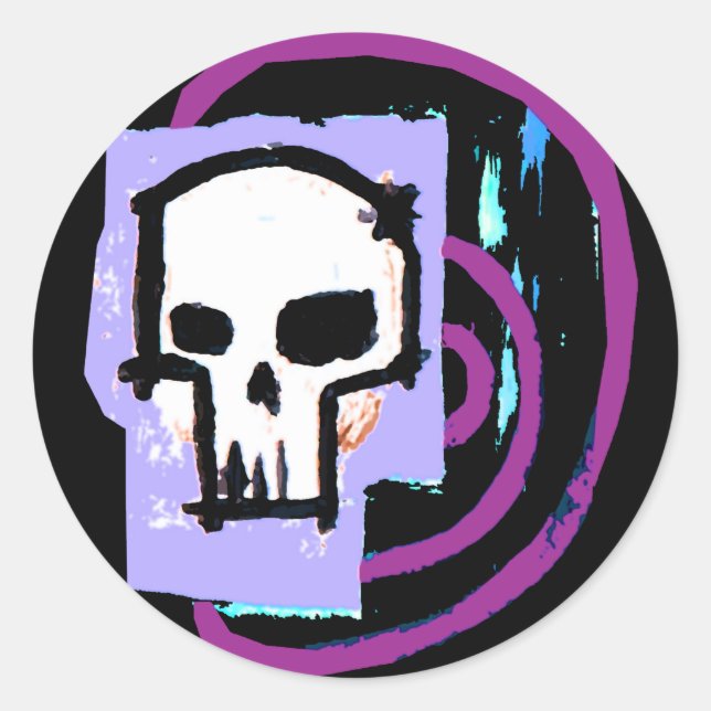 Skull 12 runt klistermärke (Framsida)