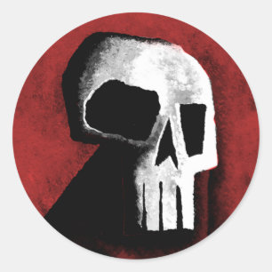 Skull 15-Red Runt Klistermärke