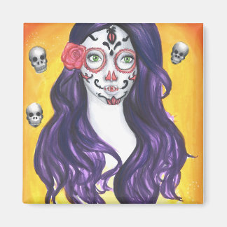 Skull - 2-tums kvadratiskt magnet