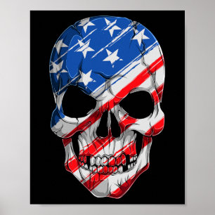 Skull 4 juli Amerikanska Flagga - Independence day Poster