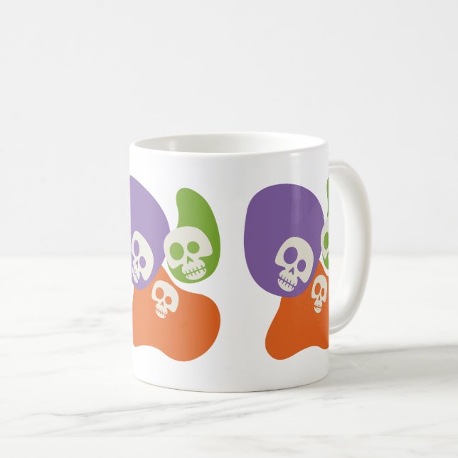 Skull & Abstrakt Blob Shapes Spooky Halloween Gift Kaffemugg (Framsida höger)
