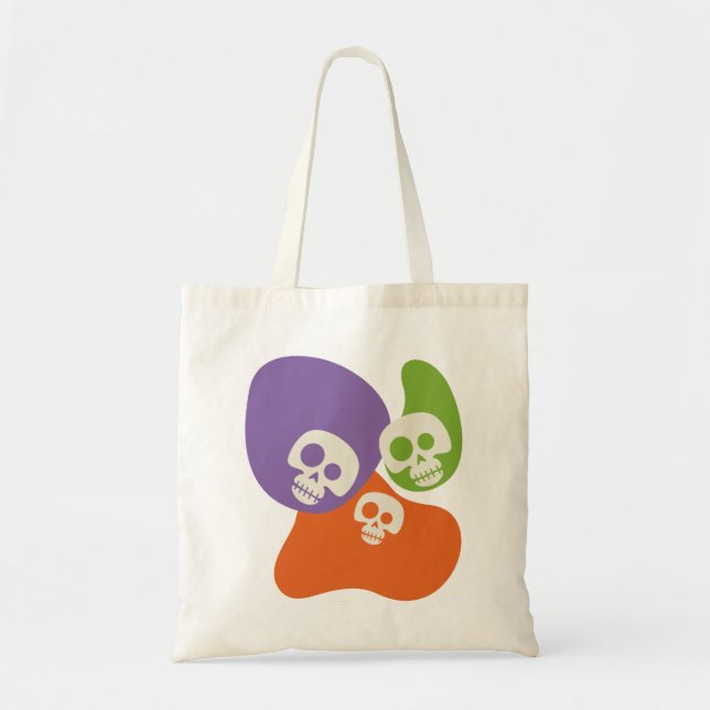 Skull & Abstrakt Blob Shapes Spooky Halloween Tygkasse (Framsidan)
