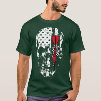 Skull American Flagga Darts Board Throsing Sports T Shirt
