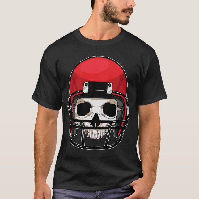 Skull American Football Sports T Shirt (Framsida)