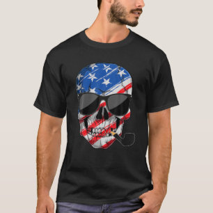 Skull, amerikansk Flagga 4 juli T Manar Kvinnor, U Shirt