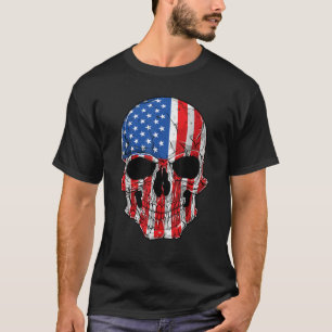 Skull, amerikansk Flagga 4 juli T shirt Manar Kvin
