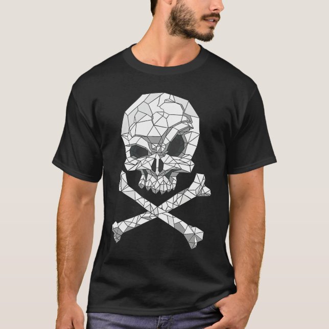 Skull And Bones Geometric Bizarre Dark T Shirt (Framsida)