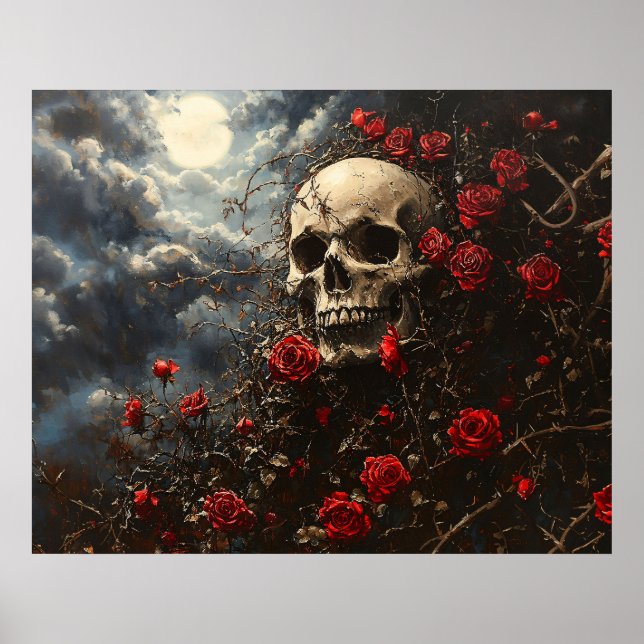 Skull and Crimson Roses Poster (Framsidan)