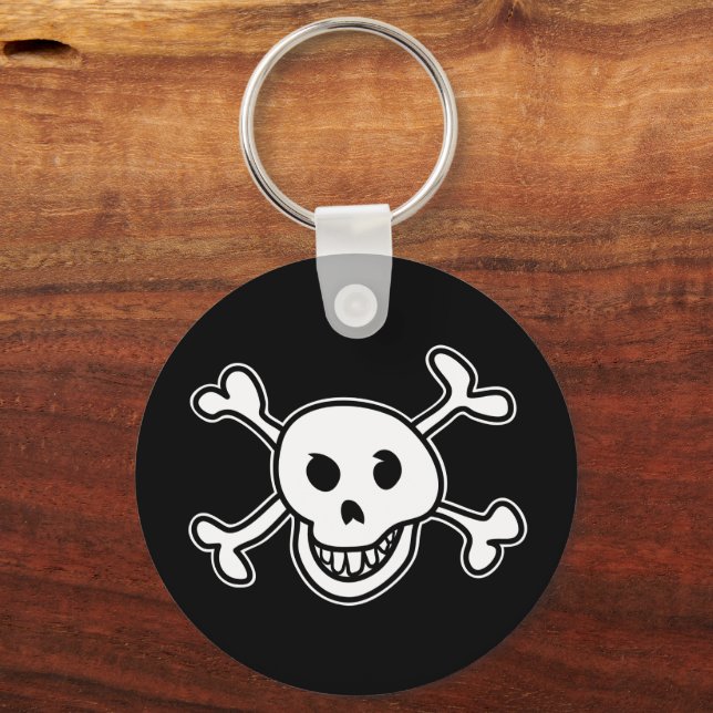 Skull and cross bones doodle custom keychain nyckelring (Framsida)