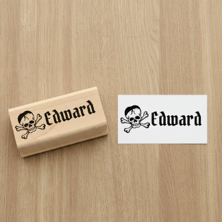 Skull and Crossbones with Custom Name Stamp Stämpel