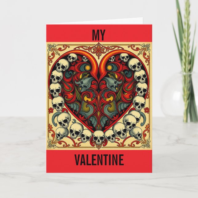  Skull and Heart valentine's card Helgkort (Framsida)