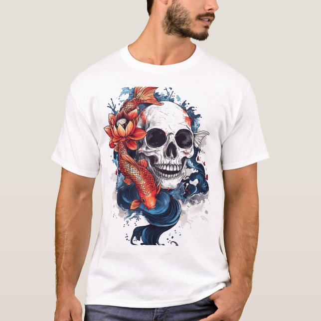 Skull and Koi Serenity T Shirt (Framsida)