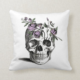 Skull and Pink Flower Kudde