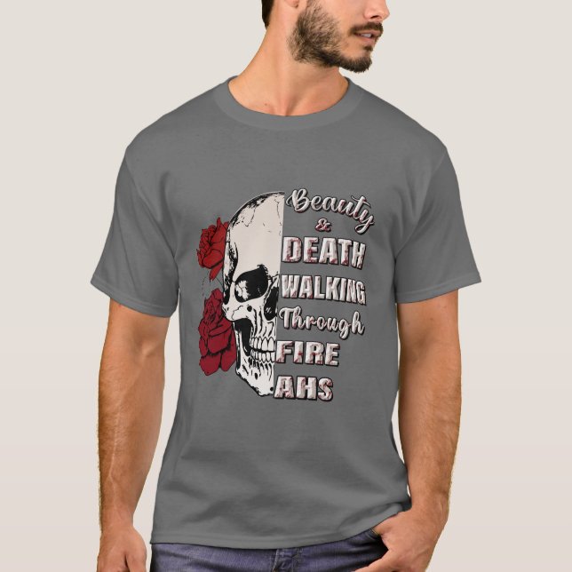 Skull and Rose Graphic Shirt – Gothic Quote Tee (Framsida)