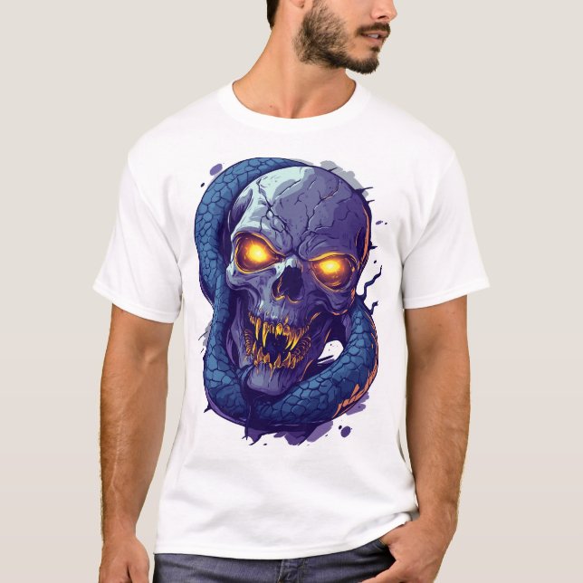 Skull and Serpent Duel T Shirt (Framsida)