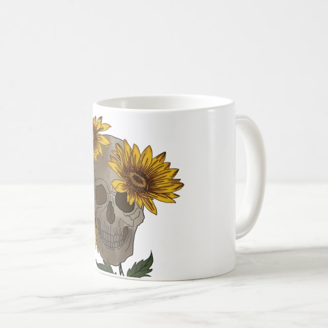 skull anf sunflowers Mug  Kaffemugg (Framsida höger)