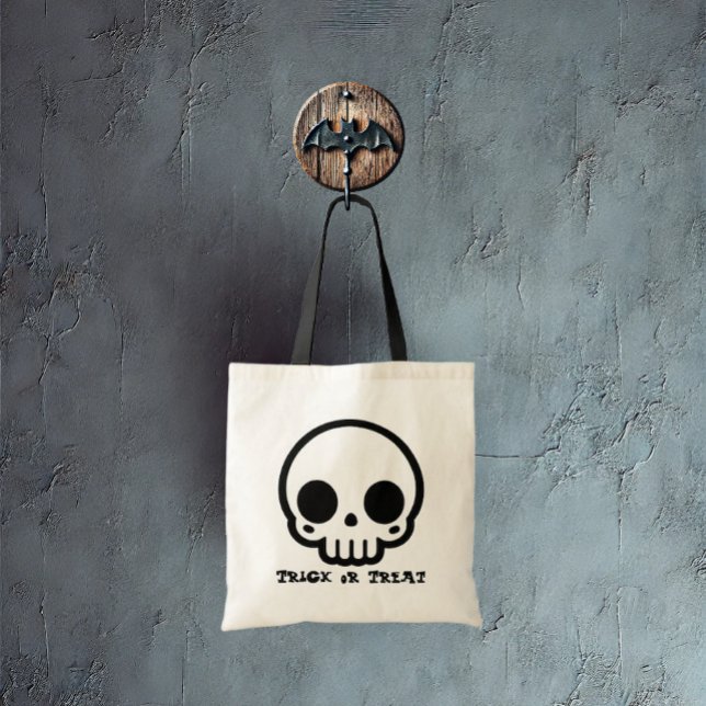 Skull - Anpassa Candy Tote Tygkasse (A spooky candy bag for your special child.)