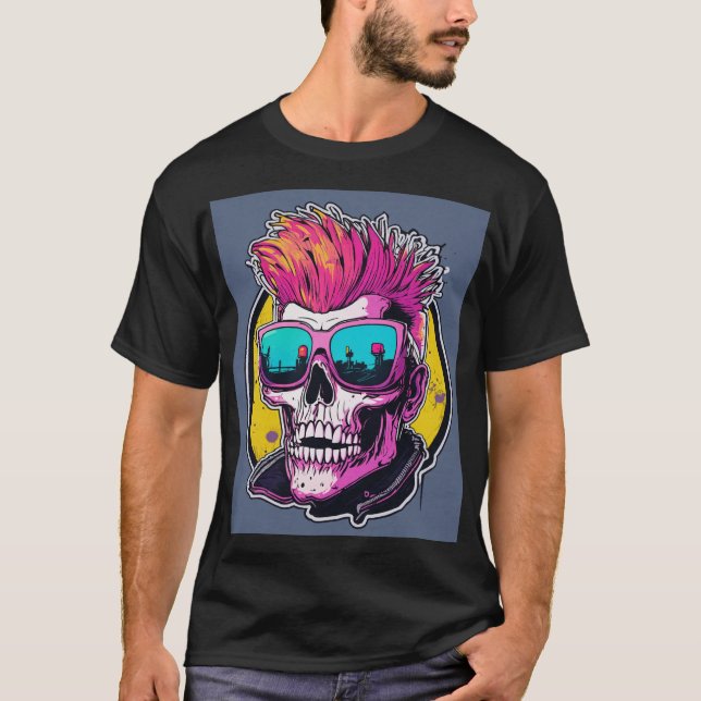 "Skull Ansikte Graphic T-Shirt" T Shirt (Framsida)