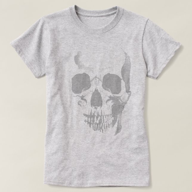 Skull Ansikte Grått T-Shirt (Design framsida)