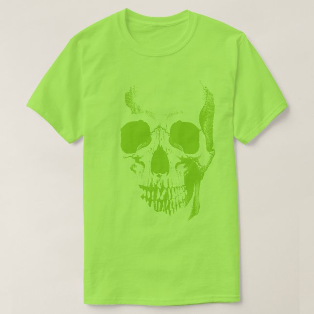 Skull Ansikte Grönt T-Shirt (Design framsida)