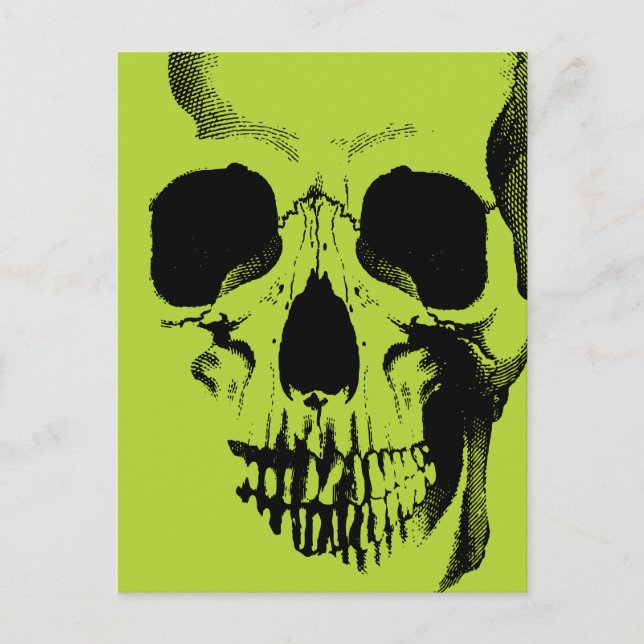 Skull Ansikte Grönt Vykort (Framsida)