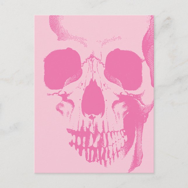 Skull Ansikte Rosa Vykort (Framsida)