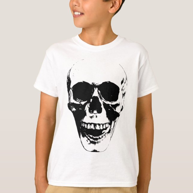 Skull Ansikte Silhouette Grunge Sten Graphic Hallo T Shirt (Framsida)
