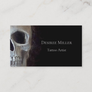 Skull Ansikte Smokey Gothic Black Grått Tatto Sho Visitkort