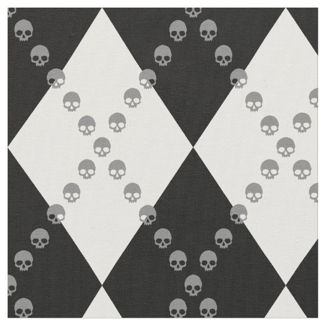 Skull Argyle Mönster Tyg (Närbild)