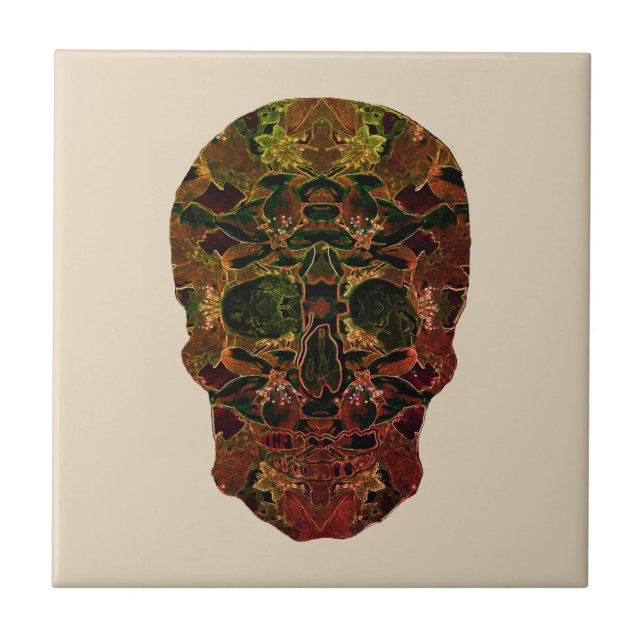 Skull Art Ceramic Photo Tile Kakelplatta (Framsidan)