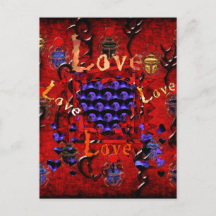 Skull Art Valentine Helg Vykort