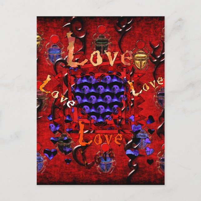 Skull Art Valentine Helg Vykort (Framsida)