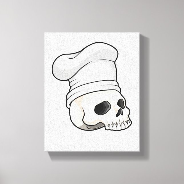 Skull as Cook with Chef hat Canvastryck (Framsida)