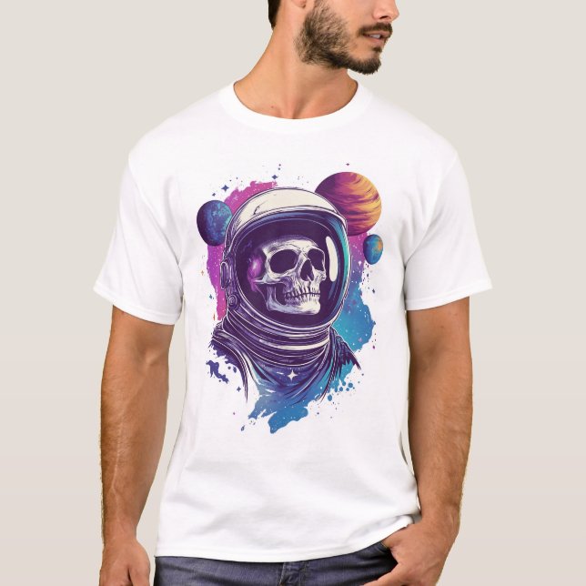 Skull Astronaut Explorer T Shirt (Framsida)
