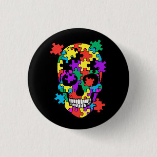 Skull Autism Awareness Mamma Pappa Kid Autism Supp Knapp
