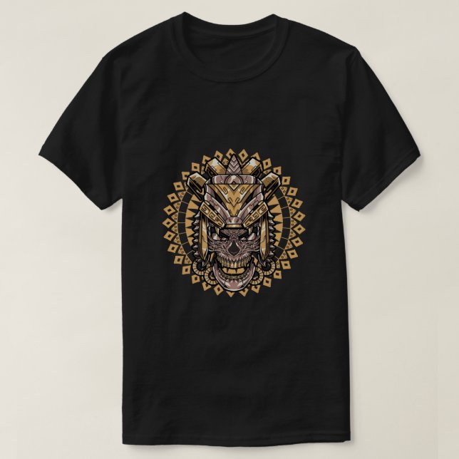 Skull Aztec Warrior Mayan Culture Inca Civilizatio T Shirt (Design framsida)