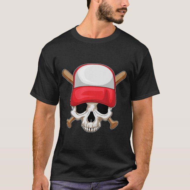 Skull Baseball Baseball fladdermus T Shirt (Framsida)