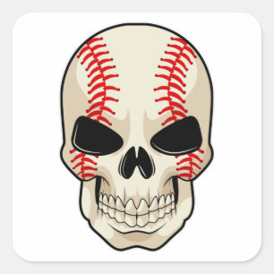 Skull Baseball Sports Fyrkantigt Klistermärke