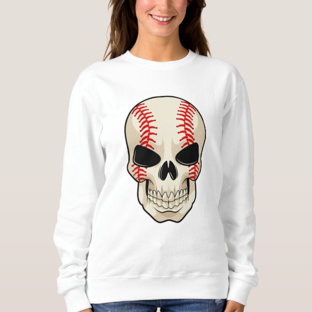 Skull Baseball Sports T Shirt (Framsida)