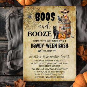 Skull Beer Howdyween Boos & Brews Halloween fest Inbjudningar