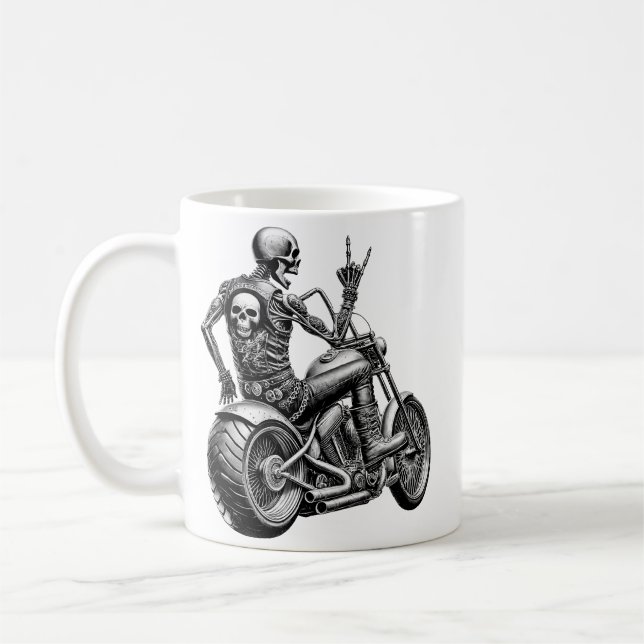 "Skull-Biker" auf heisser Maschine Kaffemugg (Vänster)