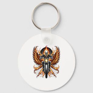 Skull Biker Flame Winged Motorcykel Nyckelring